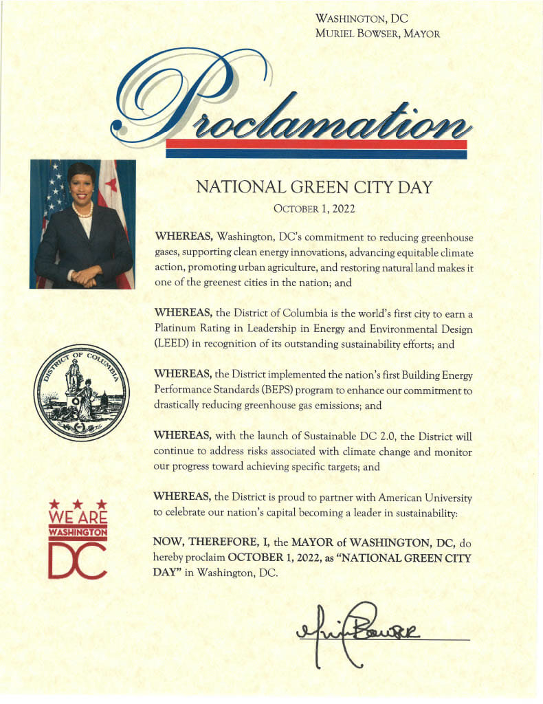 Proclamation for National Green City Day