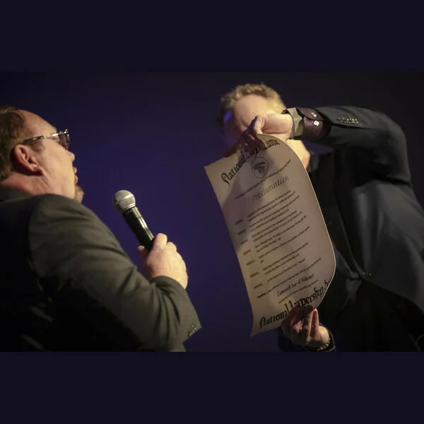 Marlo Anderson & John Maxwell r reading the National Leadership Day Proclamation, 2022