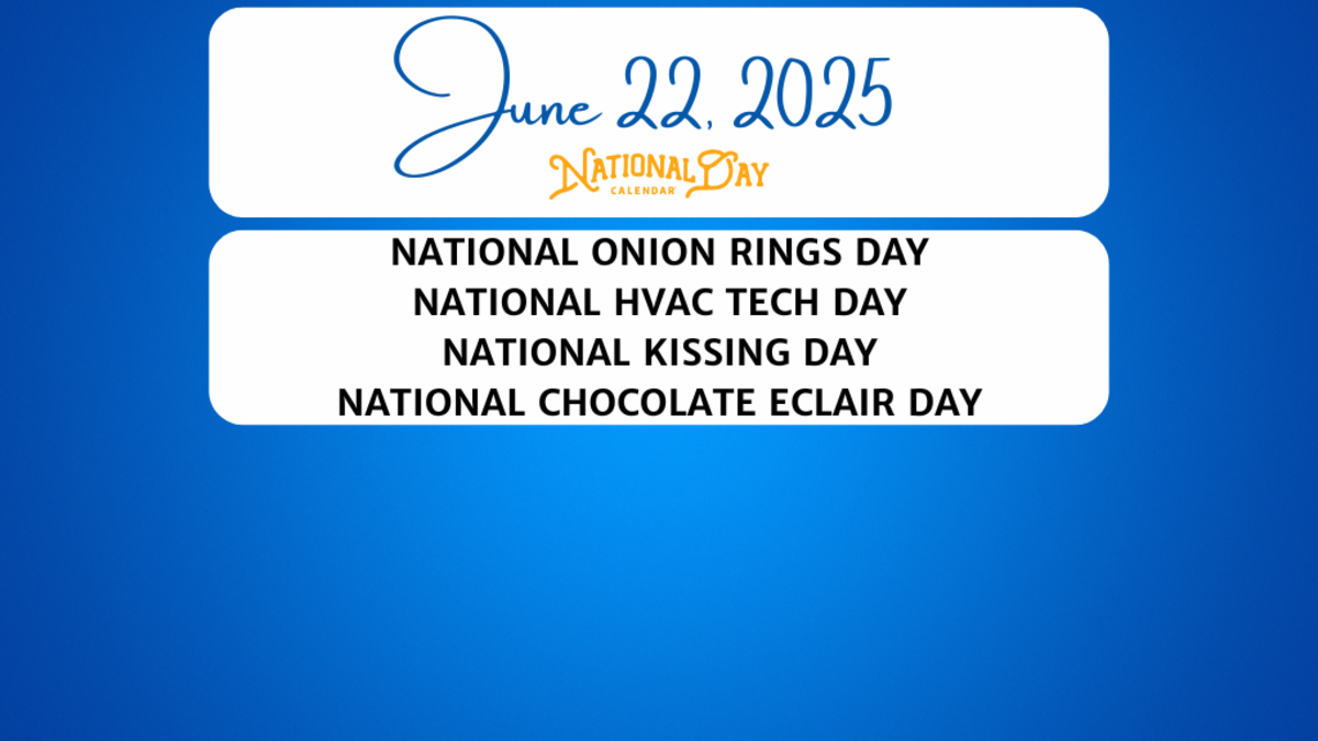 JUNE 22, 2025 | NATIONAL ONION RINGS DAY | NATIONAL HVAC TECH DAY | NATIONAL KISSING DAY | NATIONAL CHOCOLATE ECLAIR DAY
