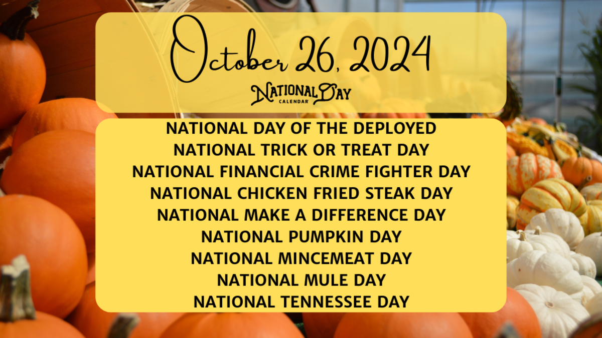 October 26, 2024, on the National Day Calendar® National Day Calendar
