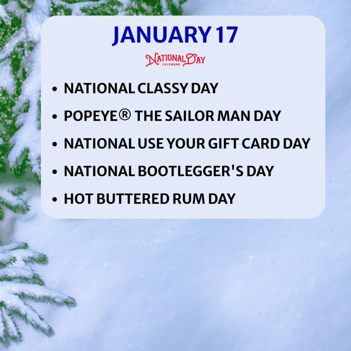 JANUARY 17, 2026 | NATIONAL CLASSY DAY | POPEYE® THE SAILOR MAN DAY ...